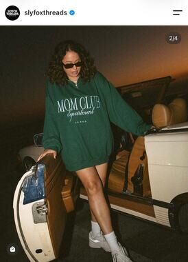 SlyFox Threads Mom Club Department Quarter Zip Forest Green XL NWOT Embroidered
